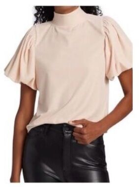 Free People Women’s Puff Sleeve Mock Neck Top